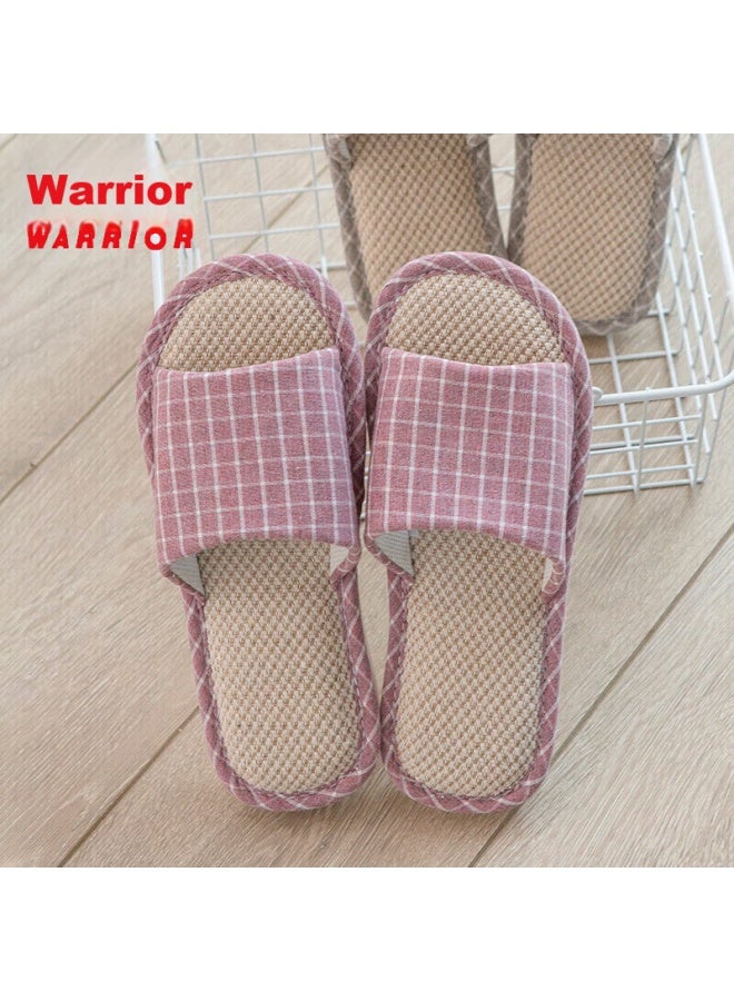 Pull Back Warrior Slippers For Men And Women, Linen Sandals, Couple's Home Casual Lightweight Breathable Sweat-absorbing Thick-soled Wear-resistant Floor Slippers, Classic Mesh Style Hl1036 Red Size 38 To 39 - Image 1