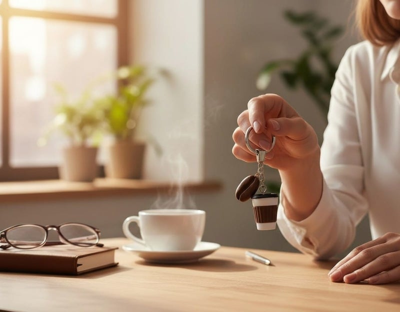 ميدالية مفاتيح كوب قهوة لطيف مع حبة قهوة – ميدالية صغيرة لعشاق القهوة للمفاتيح أو الشنط – فكرة هدية بسيطة لعشاق القهوة - Image 4