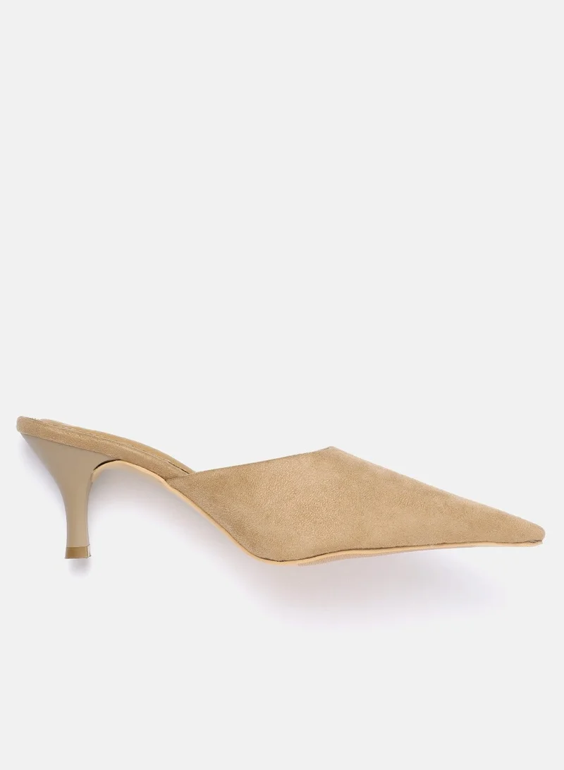 ZORIWORLD Beige 9TO5 Suede Beige Heels for Women 3 Inch Heel for Women | Best Price UAE