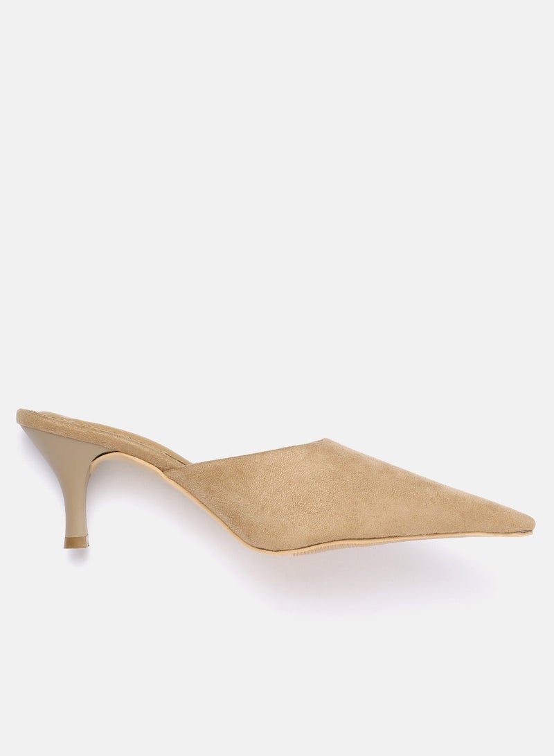 ZORIWORLD 9TO5 Suede Beige Heels for Women 3 Inch Heel - Image 4