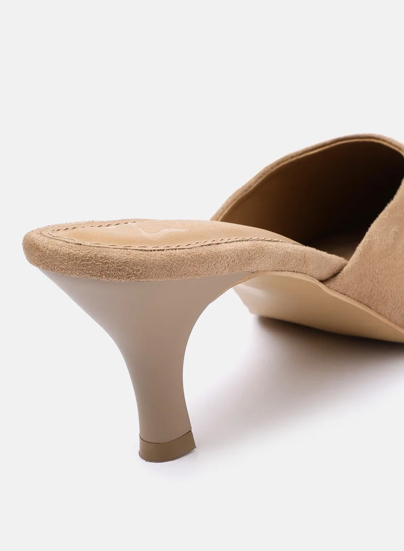 ZORIWORLD Beige 9TO5 Suede Beige Heels for Women 3 Inch Heel for Women | Best Price UAE