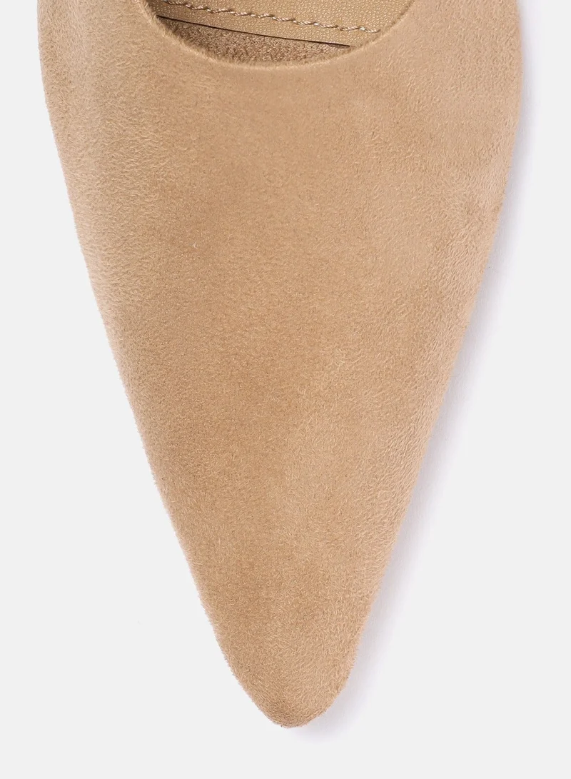 ZORIWORLD Beige 9TO5 Suede Beige Heels for Women 3 Inch Heel for Women | Best Price UAE