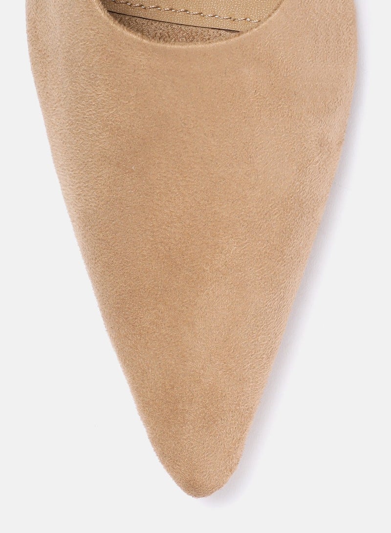 ZORIWORLD 9TO5 Suede Beige Heels for Women 3 Inch Heel - Image 5