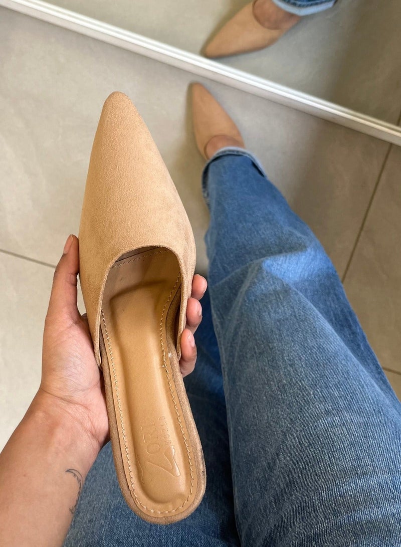 ZORIWORLD 9TO5 Suede Beige Heels for Women 3 Inch Heel - Image 2