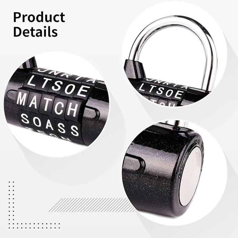 5 Letter Combination Locks 4 Pcs Adjustable Code Rust Resistant Silver Red Blue Black - Image 4