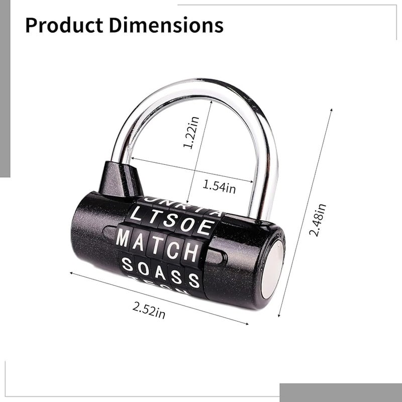 5 Letter Combination Locks 4 Pcs Adjustable Code Rust Resistant Silver Red Blue Black - Image 3