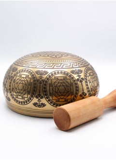 Alpine Crystals UAE Authentic Himalayan Bodhisattva Singing Bowl Single Set Golden Design Handcrafted in Nepal (623 grams) Includes Traditional Wooden Striker  - Image 2