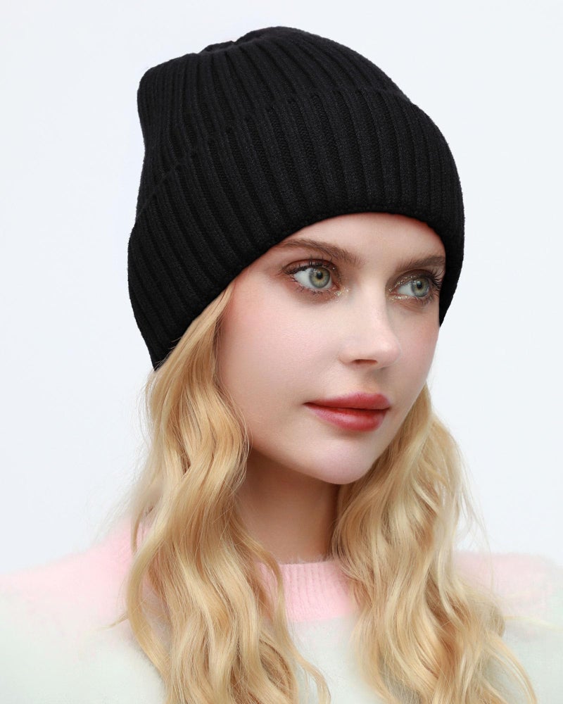 ROYBENS Warm Beanie for Men Women, Thick Fleece Lined Knit Winter Hats Wool Cuffed Fisherman Beanies Cold Weather Skull Cap Unisex, Black - Image 5
