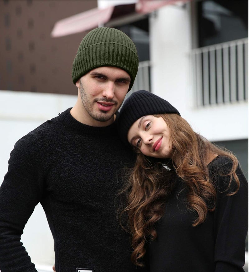 ROYBENS Warm Beanie for Men Women, Thick Fleece Lined Knit Winter Hats Wool Cuffed Fisherman Beanies Cold Weather Skull Cap Unisex, Black - Image 4