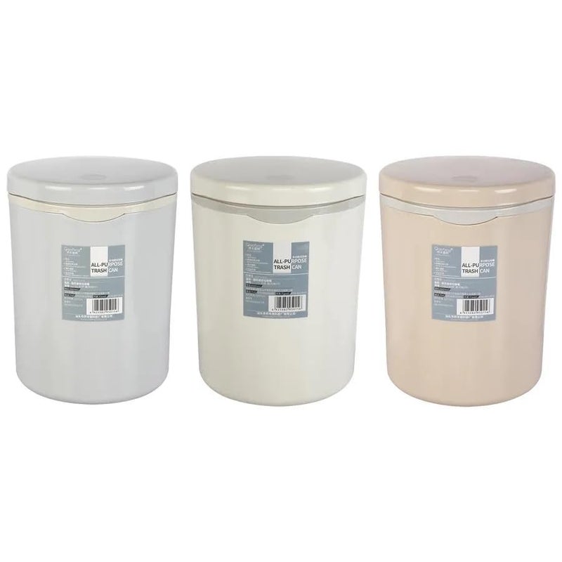 B-LADY BLADY Plastic AllPurpose Trash CanDesk Dustbin Cylindrical Push Open Mechanism Sturdy Durable Lightweight Round shape - Image 3