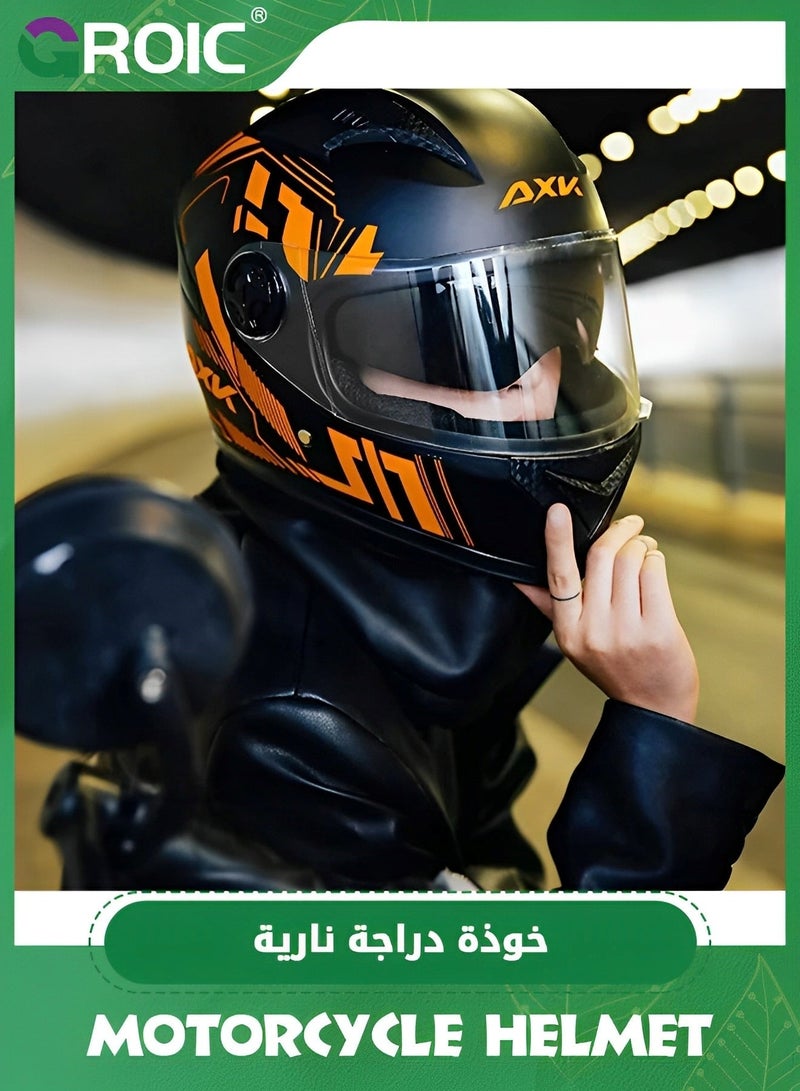 Arabest Full Face Motorcycle Helmet,Lightweight ABS Shell,for Grown-up,Orange - Image 3