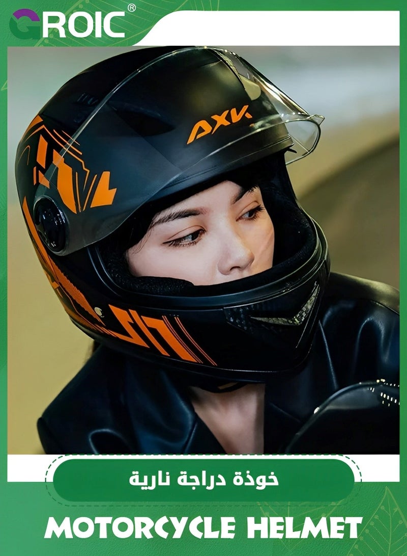 Arabest Full Face Motorcycle Helmet,Lightweight ABS Shell,for Grown-up,Orange - Image 5