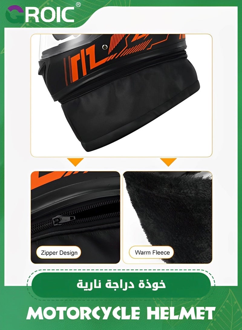 Arabest Full Face Motorcycle Helmet,Lightweight ABS Shell,for Grown-up,Orange - Image 2