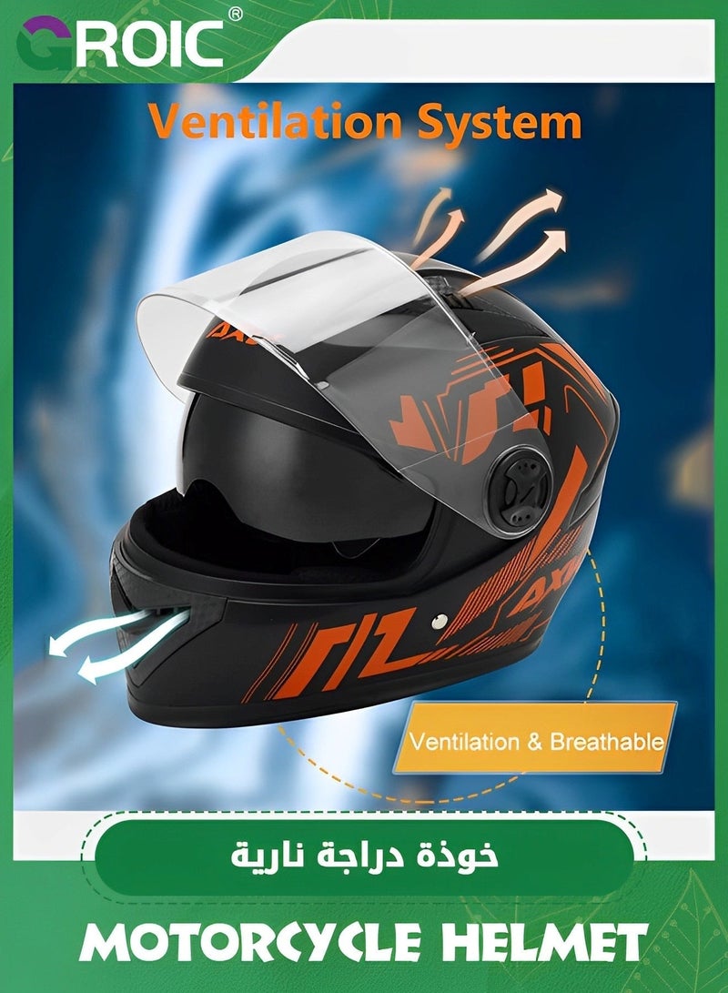 Arabest Full Face Motorcycle Helmet,Lightweight ABS Shell,for Grown-up,Orange - Image 1