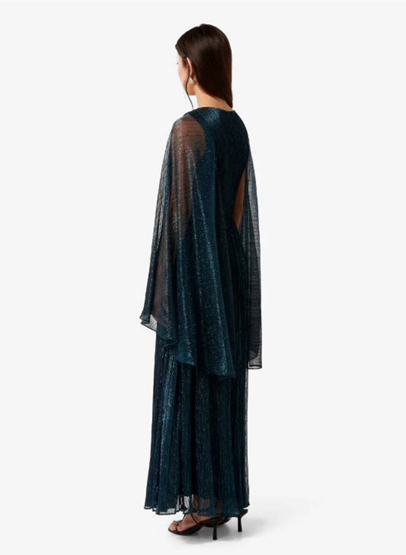 forever new  Priscilla Plisse Cape V Neck Maxi Dress for Women | Best Price UAE