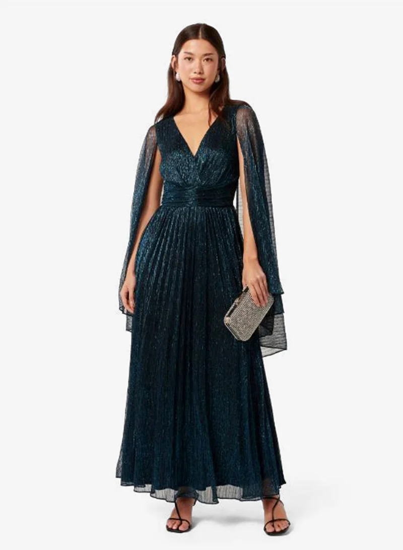 forever new  Priscilla Plisse Cape V Neck Maxi Dress for Women | Best Price UAE