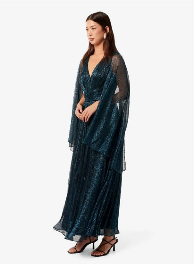 forever new  Priscilla Plisse Cape V Neck Maxi Dress for Women | Best Price UAE