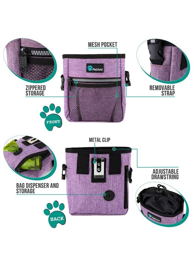 PetAmi PetAmi Dog Treat Pouch, Pet Treat Pouch for Training, Dog Walking Bag Holder for Kibbles, Pet Food Toy, Dog Trainer Essentials Supplies, Poop Bag Dispenser, 3 Ways to Wear (Purple) - Image 3