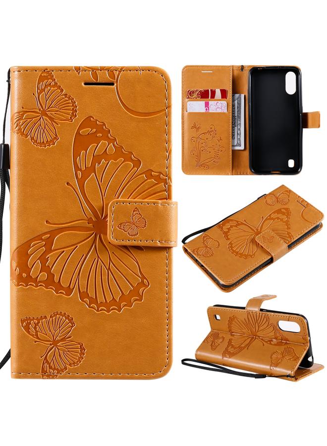 اس-توب جراب لهاتف Samsung Galaxy A01، جراب جلدي أفقي قابل للطي بنقشة فراشات ثلاثية الأبعاد مع حامل وفتحة بطاقة ومحفظة - Image 1