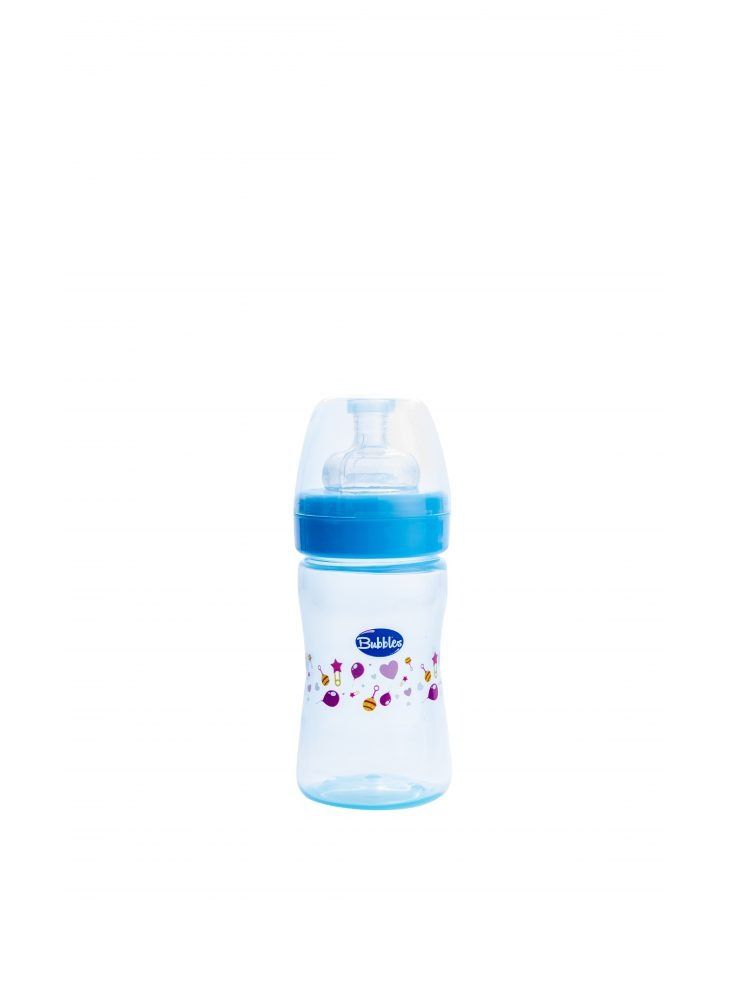 Bubbles Classic Baby Bottle, 180ml - Blue