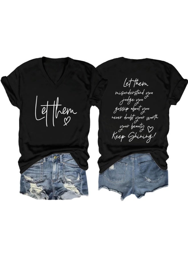 Women Motivational Saying Graphic Tshirt Casual Loose Tops - Image 1