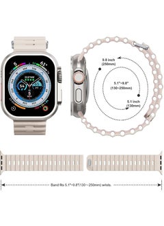 Color Fans Soft Silicone Ocean Sports Strap Compatible Apple Watch Ultra 49mm 45mm 44mm 42mm for Men Women, Adjustible Watch Band for Apple Watch Ultra/SE/Series 9/8/7/6/5/4/3/2/1 - Starlight/Pink Sand  - Image 5