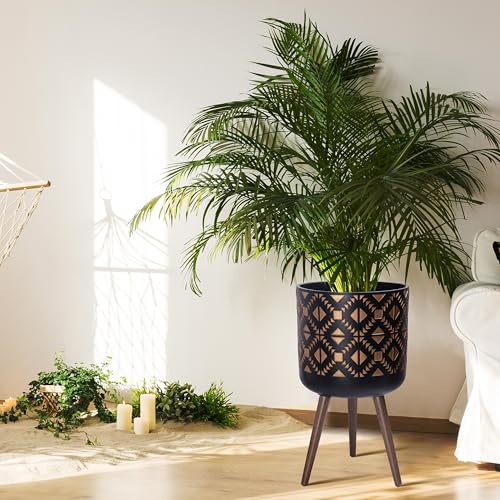 D'vine Dev 14 Inch Planter Pot with Stand, Mid-Century Tall Plant Pot with Legs for Indoor Plants, Bronze/Black, 88-G-D-6 - Image 2
