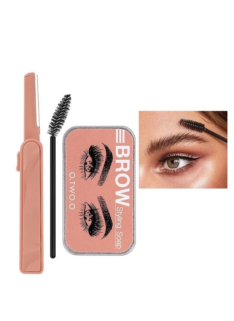 O.TWO.O Tinted Eyebrow Styling Soap with Blade and Brush 15g (Transparent)  - Image 2