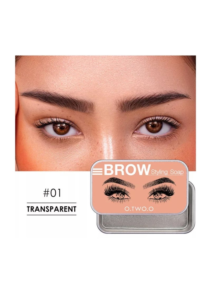 O.TWO.O Tinted Eyebrow Styling Soap with Blade and Brush 15g (Transparent)  - Image 3