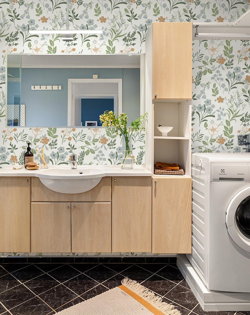 MelunMer Floral Wallpaper Peel and Stick Wallpaper Boho Contact Paper for Drawers Cabinets Self Adhesive Removable Wallpaper for Bedroom Bathroom Wallpaper Waterproof Botanical Green17.3 x78.7 - Image 5