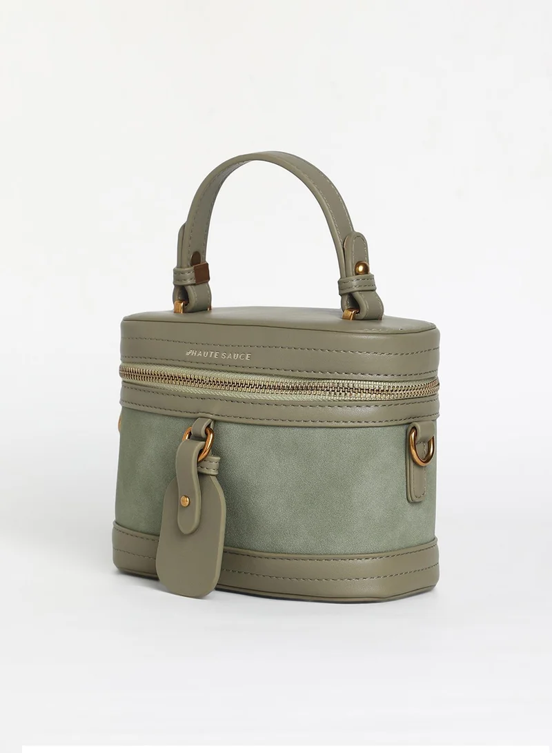 صوص هاوت Women's The Velvet Oval Bucket Bag - Olive Green