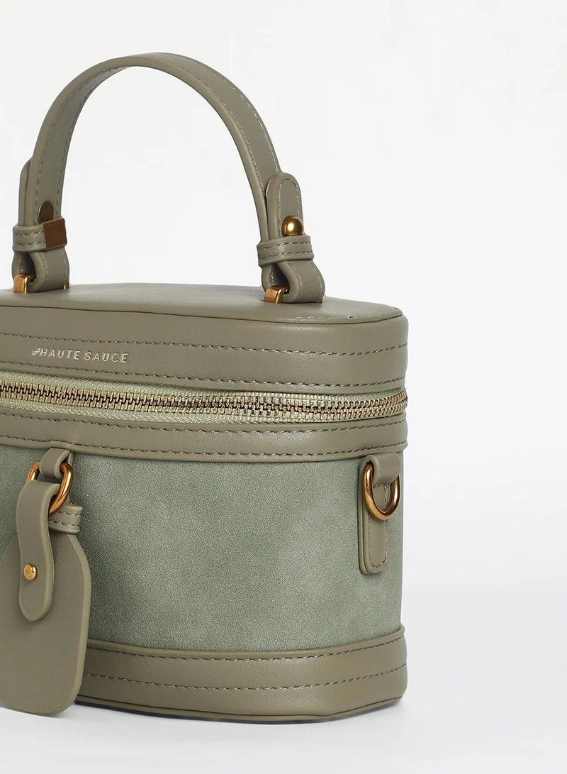 صوص هاوت Women's The Velvet Oval Bucket Bag - Olive Green