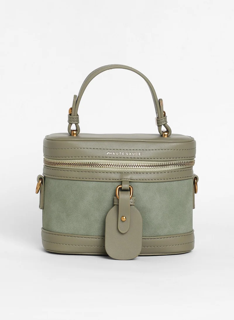 صوص هاوت Women's The Velvet Oval Bucket Bag - Olive Green
