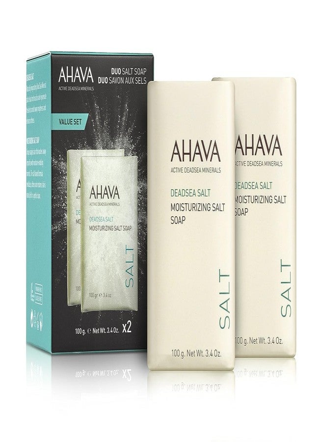 AHAVA Moisturizing Dead Sea Salt Soap, Duo Set - Face & Body Cleansing Bar to Moisture Skin, Enriched with Exclusive Blend of Dead Sea Osmoter & Dead Sea Salt, 6.8 Oz, Product Appearance May Vary - Image 1