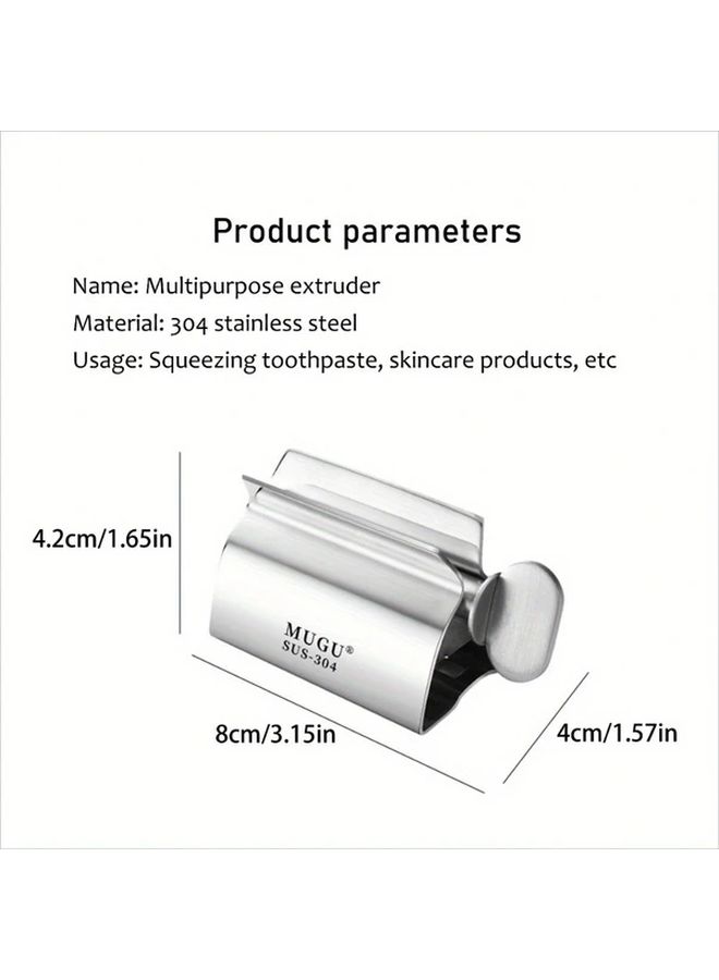 Stainless Steel Toothpaste Squeezer And Holder Manual Dispenser Portable Travel 1pc - Image 4
