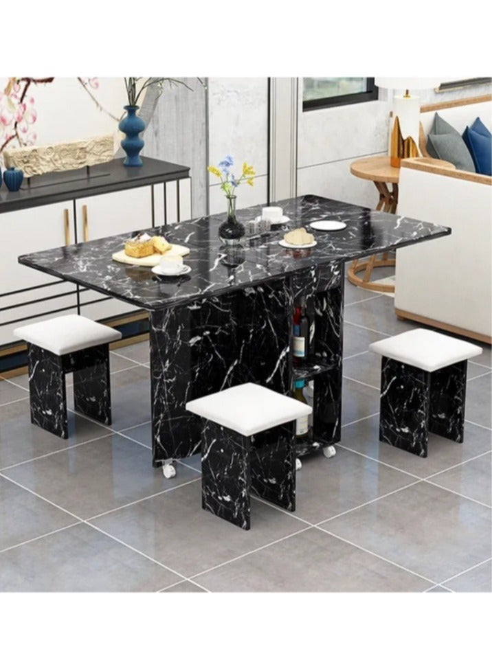 Generic Folding Dining Table,Dining Table, Removablefolding Dining Table, Dining Table Set For 4 Spacesaving Dining Table For Tight Spaces With 4 Chairshalfblack 