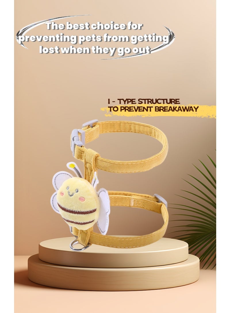 Pet supplies cute little bee cat leash anti-breaking free I-shaped adjustable chest and back walking cat puppy leash, anti-escape adjustable cat lead and leash cover, soft adjustable pet seat belt vest, I-shaped adjustable cat vest - Image 1