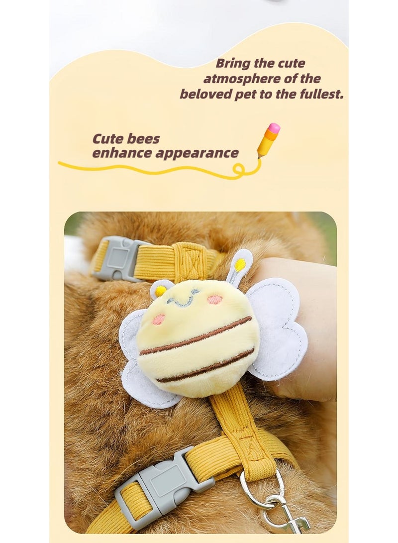 Pet supplies cute little bee cat leash anti-breaking free I-shaped adjustable chest and back walking cat puppy leash, anti-escape adjustable cat lead and leash cover, soft adjustable pet seat belt vest, I-shaped adjustable cat vest - Image 2