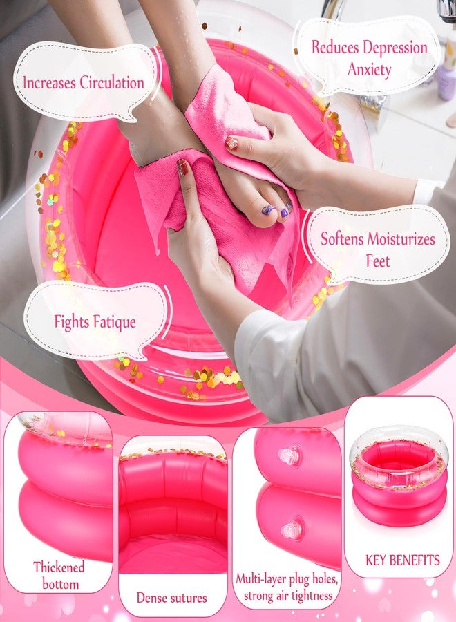 Fanfanwin 12 Pcs Foot Spa Kit for Girls 13.8 x 13.8 x 6.7 Inch Foot Care Bath and 12 x 28 Inch Hand Towels Washbasin Salon Towels for Spa Party Sleepover Party Supplies, Rose Red - Image 4