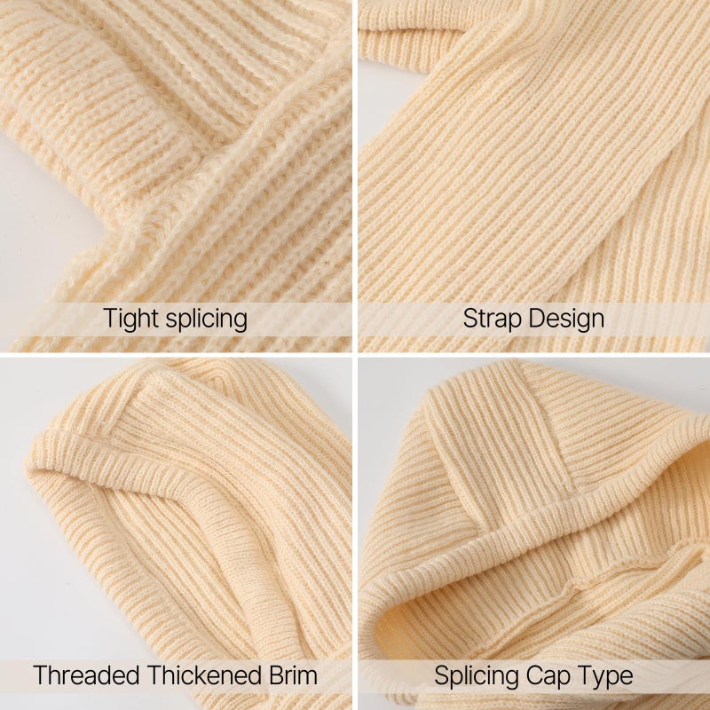Pleneal Winter Hats for Women, Warm Hooded Cover Ears Hat with Knit Scarf for Women Balaclava Beanie Hat Khaki - Image 4