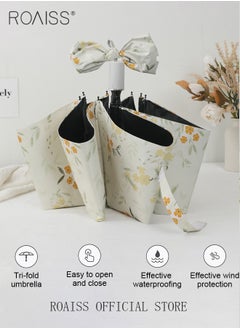 roaiss Full Automatic Umbrella Unisex Rain and Shine Dual Use 8 Rib Reinforced Thickened Portable Arc Umbrella for UV Protection Rain Resistant and Windproof Parasol with Cute Flowers Print  - Image 5
