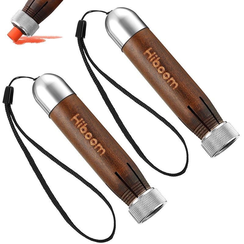 HI-BOOM Hiboom 2 Pack Lumber Crayon Holder for 12 Round or Hexagonal Marking Crayons Wood Lumber Crayon Holder with Metal Chuck Metal Caps and Nylon lanyard Walnut Handle - Image 2