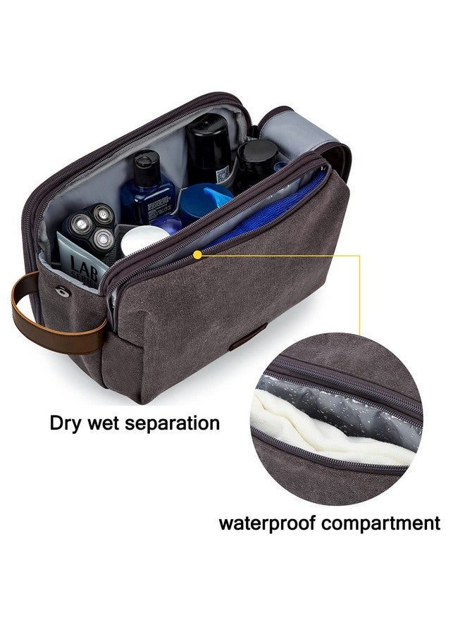 BAGSMART BAGSMART Toiletry Bag for Men, Canvas Travel Toiletry Organizer Dopp Kit Water-resistant Shaving Bag for Toiletries Accessories,Grey-Large - Image 2