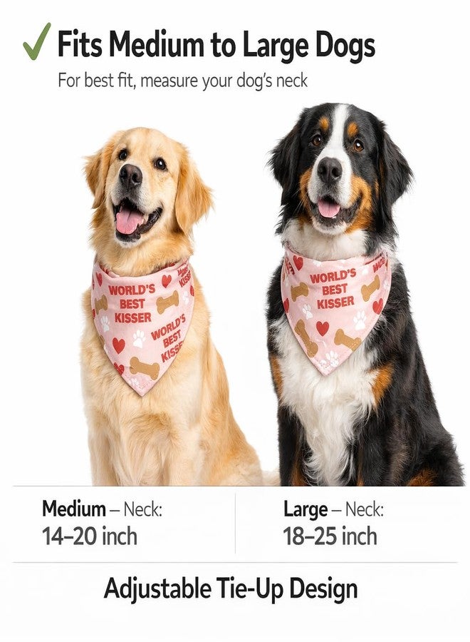 W Brings Worlds Best Kisser Bandana for Dogs | This Stunning Gorgeous Design Dog Bandana Scarf is Perfect Styling Accessory for Valentine's Day. Fits Size - Large, Medium & Small. (Best Kisser) - Image 3
