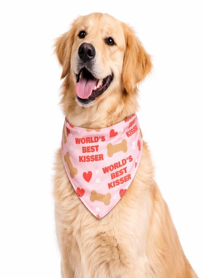 W Brings Worlds Best Kisser Bandana for Dogs | This Stunning Gorgeous Design Dog Bandana Scarf is Perfect Styling Accessory for Valentine's Day. Fits Size - Large, Medium & Small. (Best Kisser) - Image 4