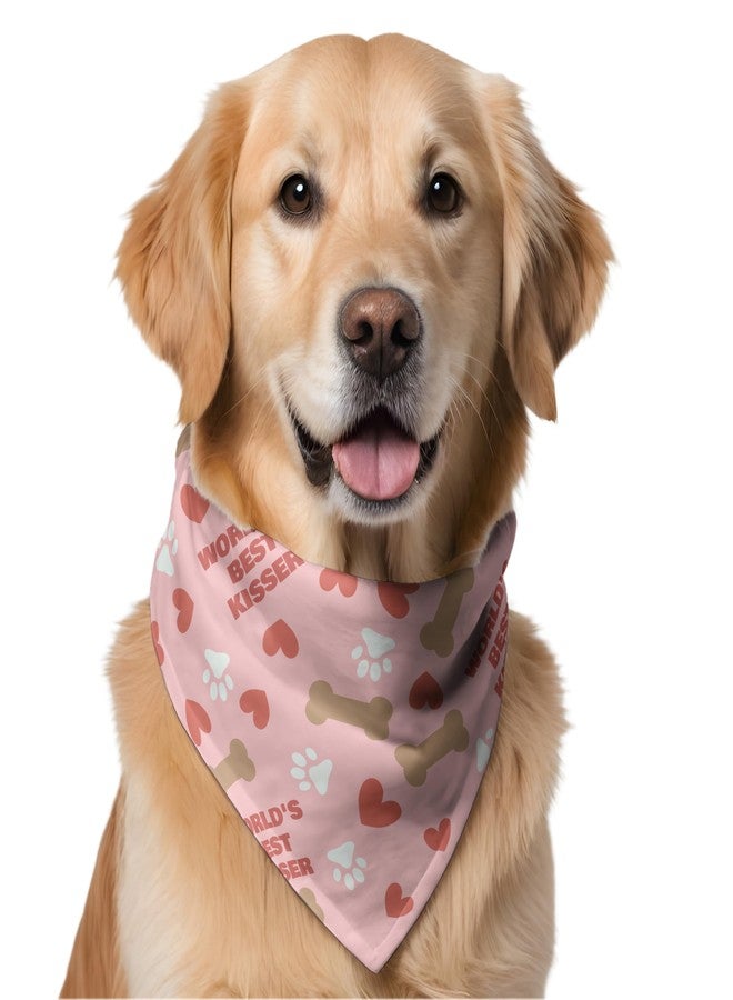 W Brings Worlds Best Kisser Bandana for Dogs | This Stunning Gorgeous Design Dog Bandana Scarf is Perfect Styling Accessory for Valentine's Day. Fits Size - Large, Medium & Small. (Best Kisser) - Image 1