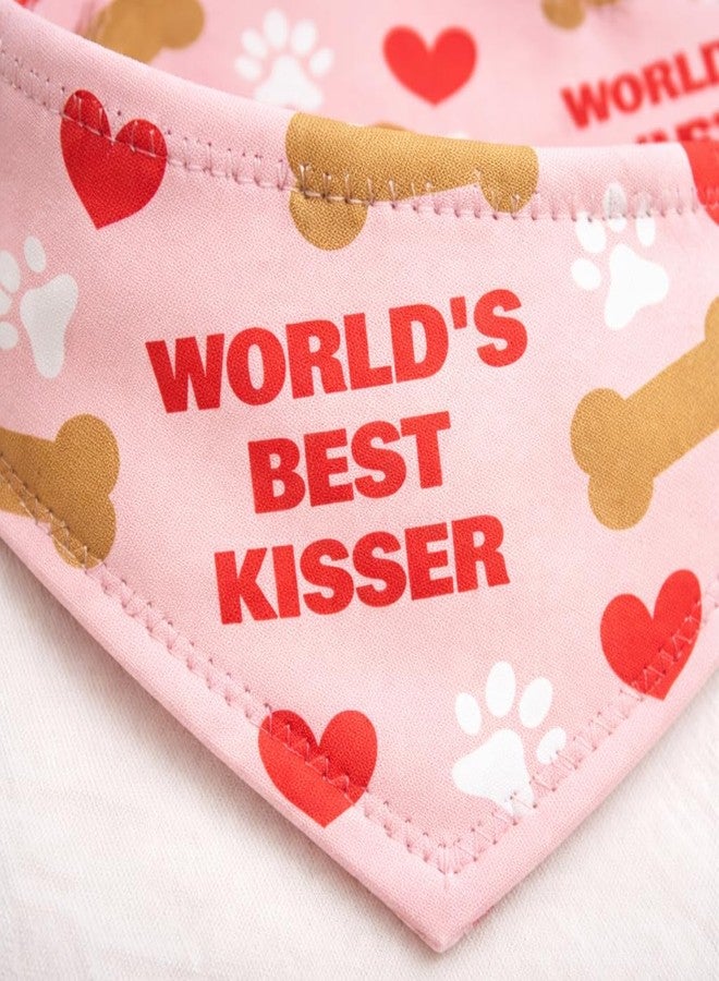 W Brings Worlds Best Kisser Bandana for Dogs | This Stunning Gorgeous Design Dog Bandana Scarf is Perfect Styling Accessory for Valentine's Day. Fits Size - Large, Medium & Small. (Best Kisser) - Image 5