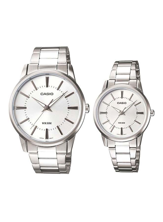 CASIO Unisex 2-Piece Stainless Steel Analog Watch Set MTP/LTP-1303D-7AV - Image 1