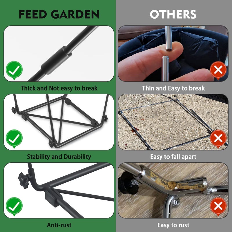 FEED GARDEN Trash Bag Holder, Outdoor Metal Leaf Bag Holder Stand, Garbage Bag Frame Holder for 30-45 Gallon Bags for Leaves, Camping, Yard Weeding, Lawn Party - Image 4