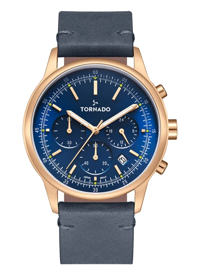 تورنيدو Leather Multi Function Watch T24108-RLNN - 42.4 mm